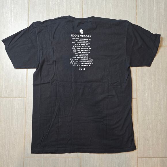 Eddie Vedder Size XL Black Cotton 2012 Tour Short Sleeve T Shirt - Picture 4 of 5